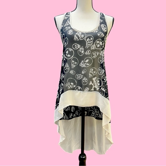 a'gaci Tops - Y2K Chalkboard Skull Tank Tunic Dress
